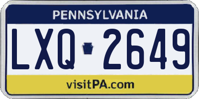 PA license plate LXQ2649