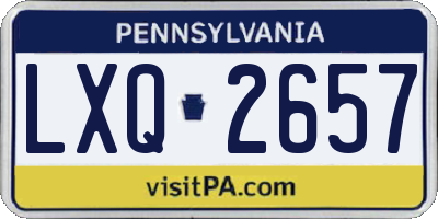 PA license plate LXQ2657
