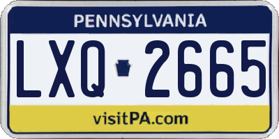 PA license plate LXQ2665