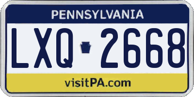 PA license plate LXQ2668