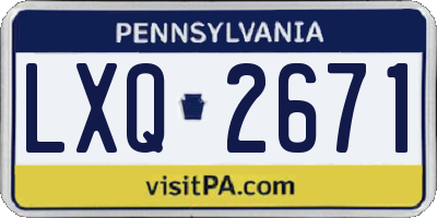 PA license plate LXQ2671