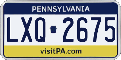 PA license plate LXQ2675