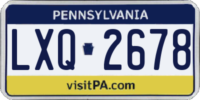 PA license plate LXQ2678