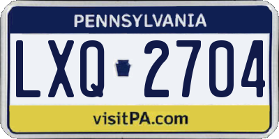 PA license plate LXQ2704