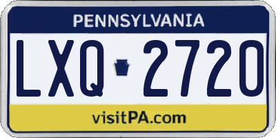 PA license plate LXQ2720
