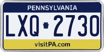 PA license plate LXQ2730