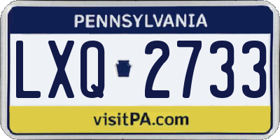 PA license plate LXQ2733