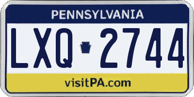 PA license plate LXQ2744