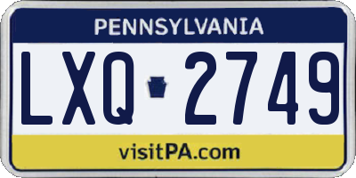 PA license plate LXQ2749