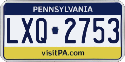 PA license plate LXQ2753