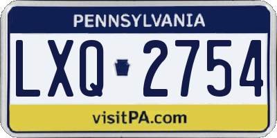 PA license plate LXQ2754