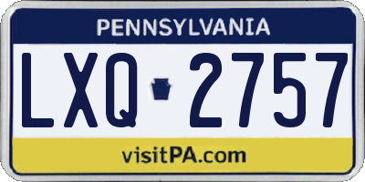 PA license plate LXQ2757