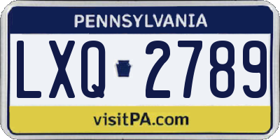 PA license plate LXQ2789