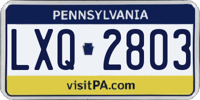 PA license plate LXQ2803