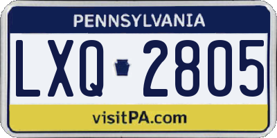 PA license plate LXQ2805