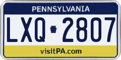 PA license plate LXQ2807