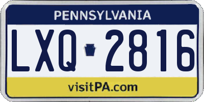 PA license plate LXQ2816
