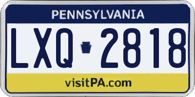 PA license plate LXQ2818