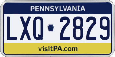 PA license plate LXQ2829