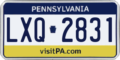 PA license plate LXQ2831