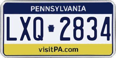 PA license plate LXQ2834