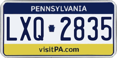 PA license plate LXQ2835