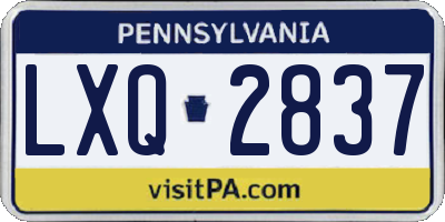 PA license plate LXQ2837