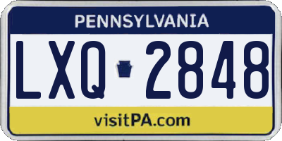 PA license plate LXQ2848