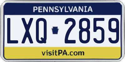 PA license plate LXQ2859