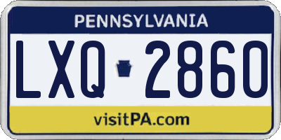 PA license plate LXQ2860