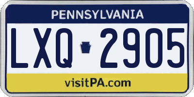 PA license plate LXQ2905