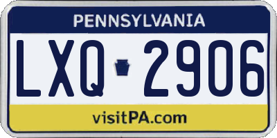 PA license plate LXQ2906