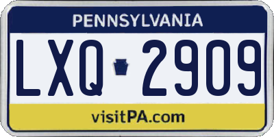 PA license plate LXQ2909
