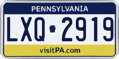 PA license plate LXQ2919