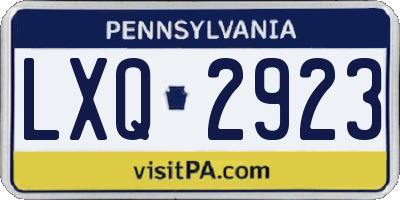 PA license plate LXQ2923
