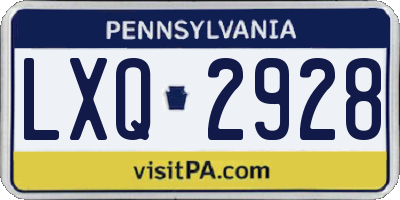 PA license plate LXQ2928