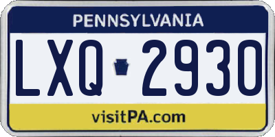 PA license plate LXQ2930