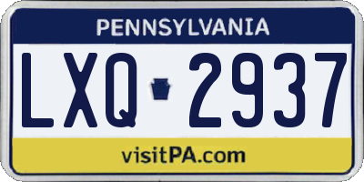 PA license plate LXQ2937