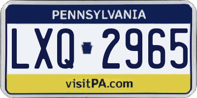 PA license plate LXQ2965