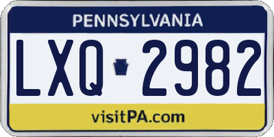 PA license plate LXQ2982