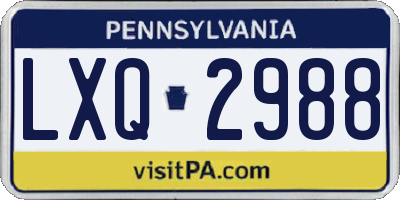 PA license plate LXQ2988