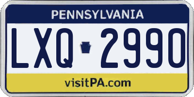 PA license plate LXQ2990