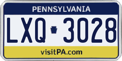 PA license plate LXQ3028