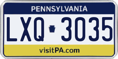 PA license plate LXQ3035