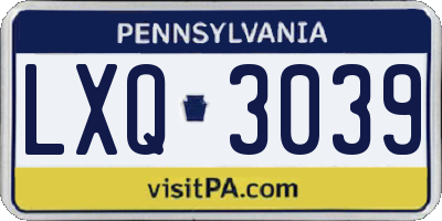 PA license plate LXQ3039