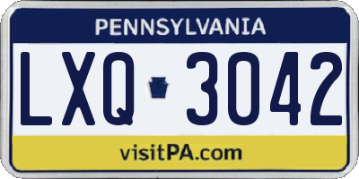 PA license plate LXQ3042