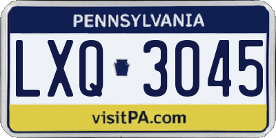 PA license plate LXQ3045