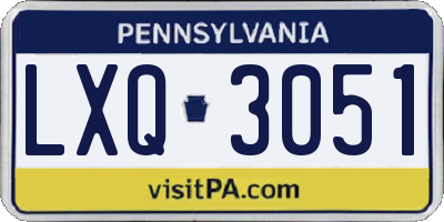 PA license plate LXQ3051