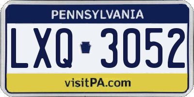 PA license plate LXQ3052