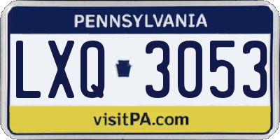 PA license plate LXQ3053